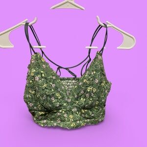 Cute avocado lace floral stretchy coquette bralette Pink Victoria’s Secret Large